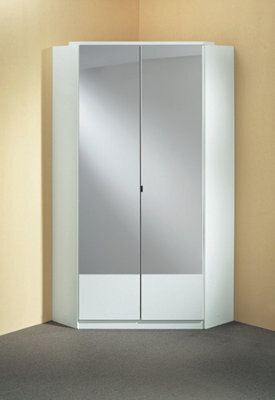 Sligo White And Mirror Corner Mirrored Wardrobe - image 1
