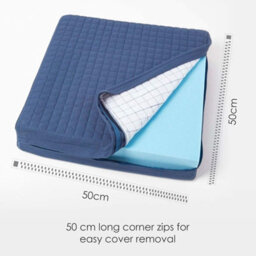Homescapes Navy Cotton Orthopaedic Foam Armchair Booster Cushion - thumbnail 2