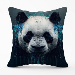 Warren Reed Designer Panda Face Splashart Dark Background Outdoor Cushion 45Cm X 45Cm - thumbnail 1