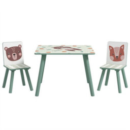 Zonekiz Kids Table And Chairs, Children Desk With 2 Chairs, Green - thumbnail 2