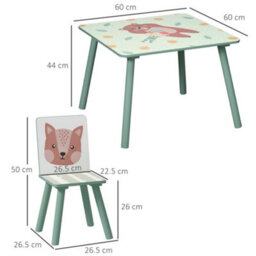 Zonekiz Kids Table And Chairs, Children Desk With 2 Chairs, Green - thumbnail 3