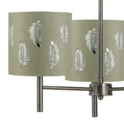 First Choice Lighting Set Of 2 Brea - Antique Brass Light Fittings & Sage Green Fern Shades - thumbnail 3