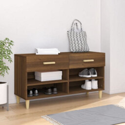 Walplus Shoe Cabinet Brown Oak 102X35X55 Cm Engineered Wood