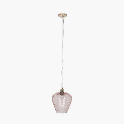 Pacific Lifestyle Almada Textured Rose Coloured Glass Electrified Pendant