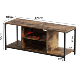 Tv Stand Tv Console Rustic Brown 120Cm Modern Storage Cabinet - thumbnail 2