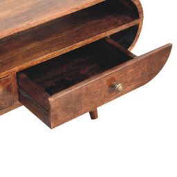 Artisan Furniture Solid Wood Brown California Walnut Circular Tv Stand With 2 Drawers And Open Slot - thumbnail 6