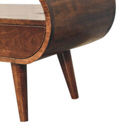 Artisan Furniture Solid Wood Brown California Walnut Circular Tv Stand With 2 Drawers And Open Slot - thumbnail 7
