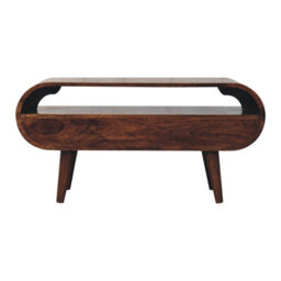 Artisan Furniture Solid Wood Brown California Walnut Circular Tv Stand With 2 Drawers And Open Slot - thumbnail 9