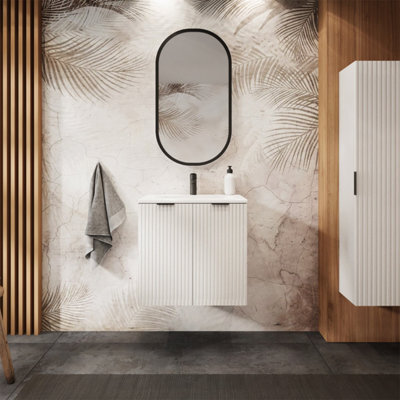 Heze Furniture Flow 2 Door Bathroom Vanity Cabinet With 2 Shelves And Basin 60Cm - White - image 1