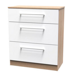 Gloucester 3 Drawer Deep Chest Of Drawers In White & Bardolino Oak (Ready Assembled) - thumbnail 4