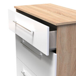 Gloucester 3 Drawer Deep Chest Of Drawers In White & Bardolino Oak (Ready Assembled) - thumbnail 6