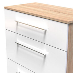 Gloucester 3 Drawer Deep Chest Of Drawers In White & Bardolino Oak (Ready Assembled) - thumbnail 5