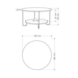 Decortie Corro Modern Coffee Table 80Cm Square Round Multipurpose White Living Room H 45Cm - thumbnail 3