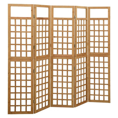 Vidaxl 5-Panel Room Divider/trellis Solid Fir Wood 201.5X180 Cm Room Dividers - image 1