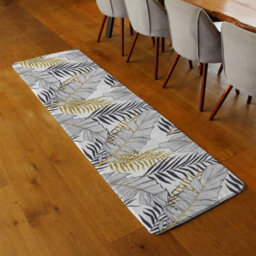 Benjamin Tate Design Gold & Black Leaves Runner Special Soft Home Rug - thumbnail 2