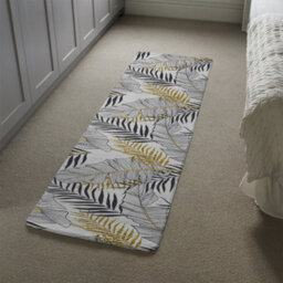 Benjamin Tate Design Gold & Black Leaves Runner Special Soft Home Rug - thumbnail 4