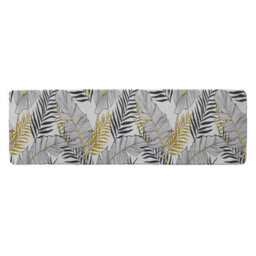 Benjamin Tate Design Gold & Black Leaves Runner Special Soft Home Rug