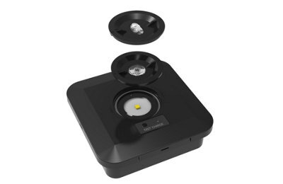 Cgc Lighting Surface Mount Square Ip65 Emergency Downlight Black Finish With Changeable Corridor And Open Area Lens Included