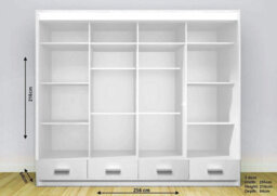 RAC3 Sliding Wardrobe Led Mirror Space Saving Bedroom Wardrobe, Contemporary Bedroom Sliding Wardrobe & Mirror Wardrobe (White 256) - thumbnail 2