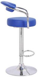Lamboro Zenith Blue Bar Stool - Adjustable Faux Leather Seat With Chrome Finish - thumbnail 2