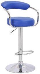 Lamboro Zenith Blue Bar Stool - Adjustable Faux Leather Seat With Chrome Finish - thumbnail 1