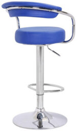 Lamboro Zenith Blue Bar Stool - Adjustable Faux Leather Seat With Chrome Finish - thumbnail 3