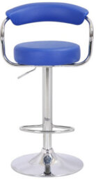 Lamboro Zenith Blue Bar Stool - Adjustable Faux Leather Seat With Chrome Finish - thumbnail 5