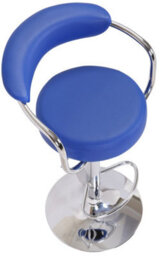 Lamboro Zenith Blue Bar Stool - Adjustable Faux Leather Seat With Chrome Finish - thumbnail 7