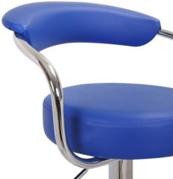 Lamboro Zenith Blue Bar Stool - Adjustable Faux Leather Seat With Chrome Finish - thumbnail 8