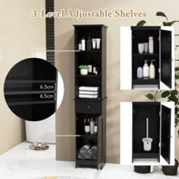 Bathroom Space Saver Storage Cabinet With Door Cabinet & Drawer - thumbnail 5