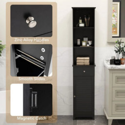 Bathroom Space Saver Storage Cabinet With Door Cabinet & Drawer - thumbnail 6