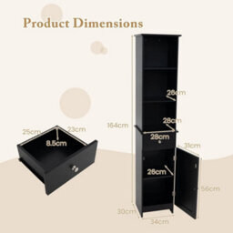 Bathroom Space Saver Storage Cabinet With Door Cabinet & Drawer - thumbnail 2
