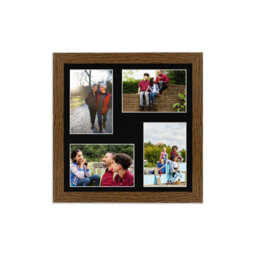 AK Frames 12X12 Dark Oak Modern Multi Photo Frame With Black Mount - Holds 4 Apertures (4X) 6X4 Photos