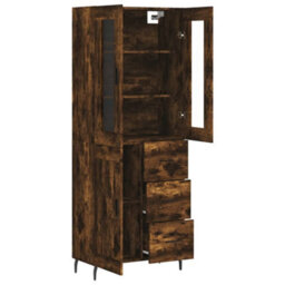 Berkfield Elegant Highboard Smoked Oak 69.5X34X180 Cm Engineered Wood - thumbnail 4