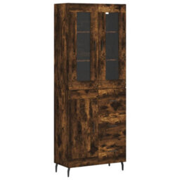 Berkfield Elegant Highboard Smoked Oak 69.5X34X180 Cm Engineered Wood - thumbnail 1