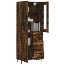 Berkfield Elegant Highboard Smoked Oak 69.5X34X180 Cm Engineered Wood - thumbnail 3