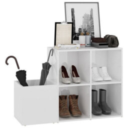 Walplus Hall Shoe Cabinet High Gloss White 105X35.5X70 Cm Engineered Wood - thumbnail 4