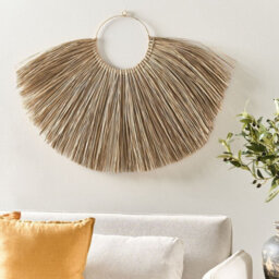 Wyld And Coco Water Hyacinth Round Wall Decor Boho Art, Natural Handwoven Wall Sculpture 1000mm X 700mm - thumbnail 2