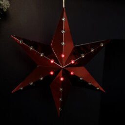 Samuel Alexander 20Cm Battery Operated Light Up Hanging Christmas Shooting Star Bauble  In Ruby With Leds - thumbnail 4