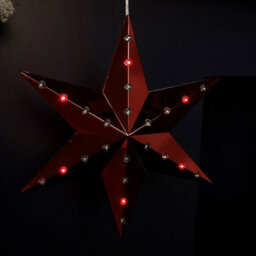 Samuel Alexander 20Cm Battery Operated Light Up Hanging Christmas Shooting Star Bauble  In Ruby With Leds - thumbnail 5