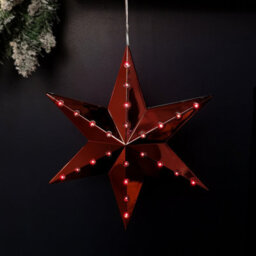 Samuel Alexander 20Cm Battery Operated Light Up Hanging Christmas Shooting Star Bauble  In Ruby With Leds