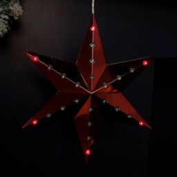 Samuel Alexander 20Cm Battery Operated Light Up Hanging Christmas Shooting Star Bauble  In Ruby With Leds - thumbnail 6