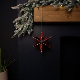 Samuel Alexander 20Cm Battery Operated Light Up Hanging Christmas Shooting Star Bauble  In Ruby With Leds - thumbnail 7