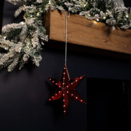 Samuel Alexander 20Cm Battery Operated Light Up Hanging Christmas Shooting Star Bauble  In Ruby With Leds - thumbnail 2