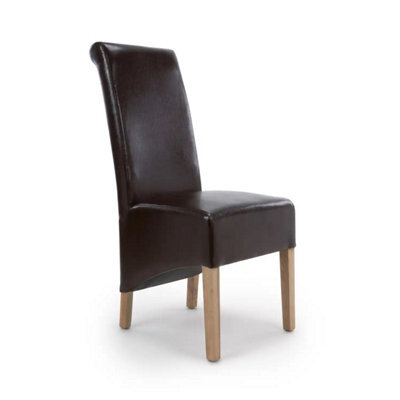 Home Luxe Interiors Krista Dark Brown Set Of 2 Leather Roll Back Dining Chair