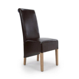 Home Luxe Interiors Krista Dark Brown Set Of 2 Leather Roll Back Dining Chair