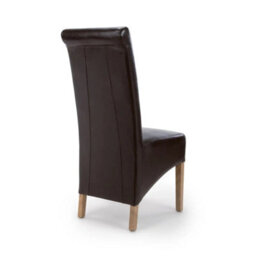 Home Luxe Interiors Krista Dark Brown Set Of 2 Leather Roll Back Dining Chair - thumbnail 2