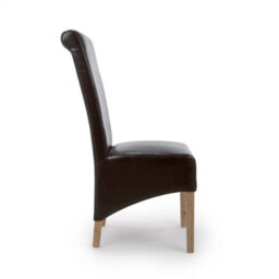 Home Luxe Interiors Krista Dark Brown Set Of 2 Leather Roll Back Dining Chair - thumbnail 3