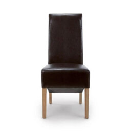 Home Luxe Interiors Krista Dark Brown Set Of 2 Leather Roll Back Dining Chair - thumbnail 4