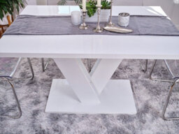 Impact Furniture White Gloss Dining Table Compact Small Kitchen Table Extending 120 To 160Cm V Pedestal Leg 6 8 Seater Masy - thumbnail 8